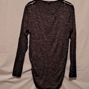 Maternity heathered black sweater w zipper detail